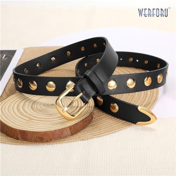 Women Fashion Leather Belt Studded Leather Belt Ladies Belts for Jeans main image 6